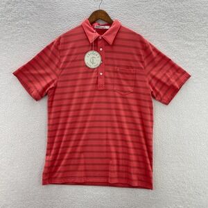 Criquet Polo Shirt Mens XL Red Striped Pima Cotton Stretch Preppy Casual Office